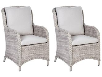 Beliani Conjunto de 2 sillones de jard&iacute;n Beige