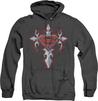 Gildan Superman Gothic Steel Logo Adult Heather Hoodie / Hooded Sweatshirt