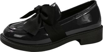 Generic Womens Black Fashion Loafer Shoes Round Toe PU Leather Non Slip Sole Ladies Formal Shoes School Work Outdoor Comfy Casual Wear Every-Day