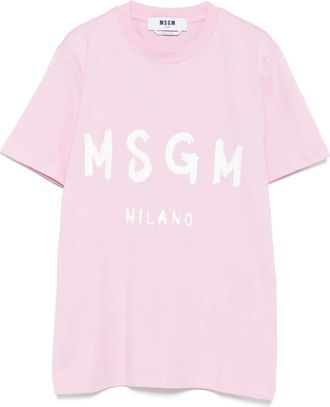 Msgm T-shirt in cotone con logo - Rosa