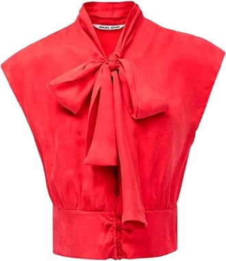 Salsa Bow-Front Cropped Blouse - Dames - Blouses - Rood - XS - Su&egrave;de - Overhemden