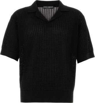 Dolce & Gabbana Tops, Heren, Zwart, M, Katoen, Zwarte Katoenen Poloshirt
