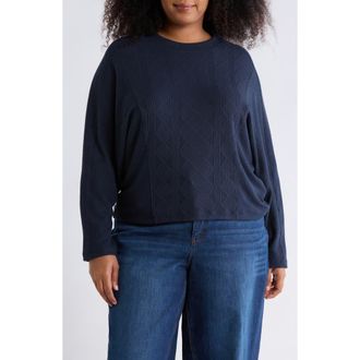 Democracy Textured Dolman Sleeve Sweater in Heather Navy at Nordstrom Rack, Size 1X