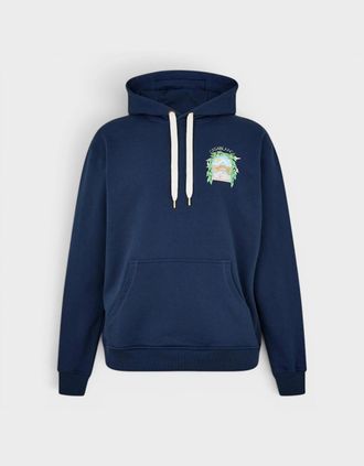 Casablanca Mens LArch De Tennis Printed Hoodie Navy - Size: 44