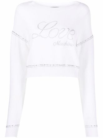 Love Moschino Trui met geborduurd logo - Wit