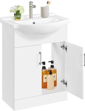 Yaheetech Mueble De Ba&ntilde;o Con Lavabo Cer&aacute;mico De Ba&ntilde;o Armario Bajo Lavabo Armario Para Lavabo Con 2 Puertas Para Cuarto Ba&ntilde;o Blanco - Yaheetech