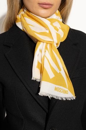Moschino Scarf With Logo, Unisex, Yellow