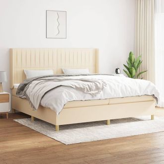 vidaXL Vidaxl - Cama Box Spring Con Colch&oacute;n Tela Color Crema 200x200 Cm