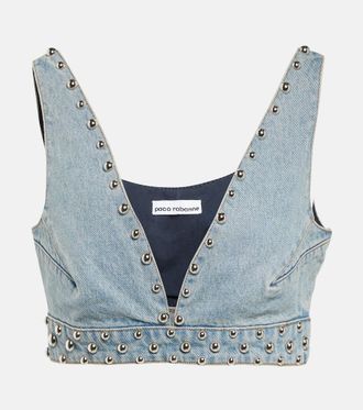 Paco Rabanne Stud-embellished denim bra top
