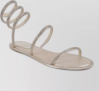 Rene Caovilla flat sandals satin straps snake head