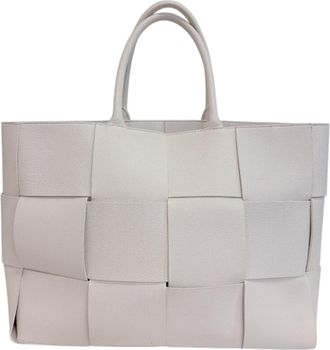 Bottega Veneta White Leather Shoulder Bag Tote Bag (Pre-Owned)