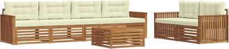 vidaXL Conjunto De Sof&aacute;s De Exterior 7 Uds. Natural Y Crema Vidaxl