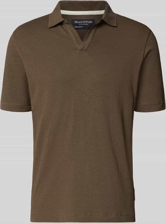 Marc O'Polo Regular Fit Poloshirt aus Baumwoll-Leinen-Mix in Dunkelbraun, Gr&ouml;&szlig;e XXXL