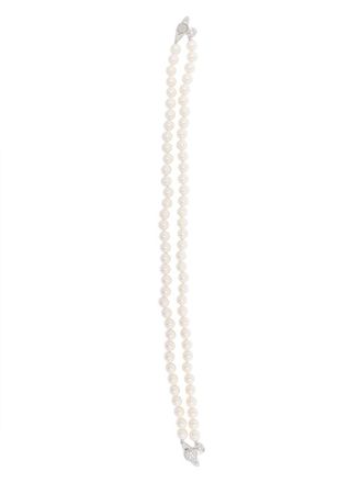 Vivienne Westwood Double-Strand Pearl Necklace With Crystal Embellishments