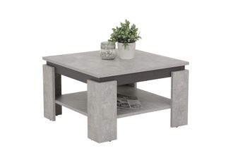 Hela Tische, Tim - Tavolino Quadrato Da Divano, Materiale A Base Di Legno Rivestito In Melammina, Bordo Colorato, Effetto Cemento/antracite, 68 X 68 X 41 C
