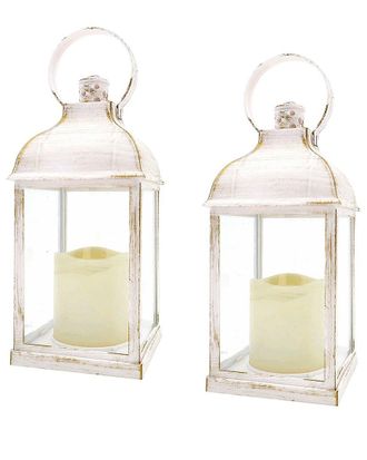 Kate Aspen Set Of 2 Marrakesh Led Vintage Decorative Lanterns