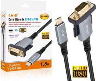Trade Shop Trade Shop - Cavo Video Adattatore Da Type-c A Vga Ad Alta Definizione 1080p 1,8mt Tpc-vvga18