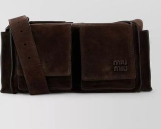 Miu Miu suede utilitaire crossbody bag adjustable strap