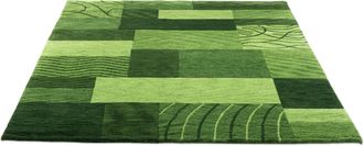 THEKO Wollteppich »Royal Domas 4028« rechteckig 14 mm Höhe Kurzflor, reine Wolle, handgetuftet, modernes Patchwork Design