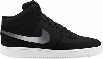 Nike Mens Court Vision Mid Sneakers In Oxford Black