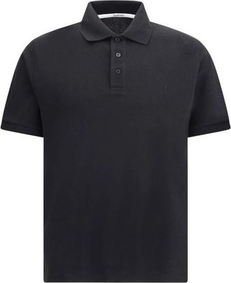Saint Laurent Katoenen poloshirt met Cassandre-logo - Heren - Polos - Zwart - M - Katoen - Tops