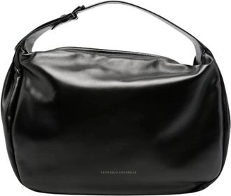 Brunello Cucinelli Tassen, Dames, Zwart, ONE Size, Leer, Boule Hobo Bag