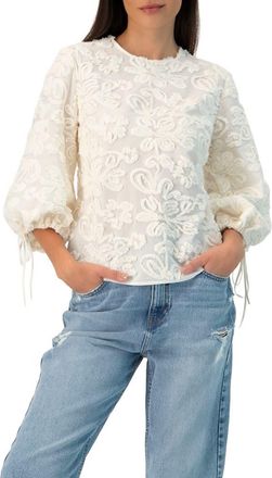 Ivonne Long Sleeve Floral Aplique Blouse in Ivory at Nordstrom, Size 10