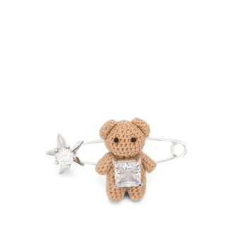 Yvmin Yvmin, Accessoires, Dames, Grijs, ONE Size, Teddybeer Broche met Sterren