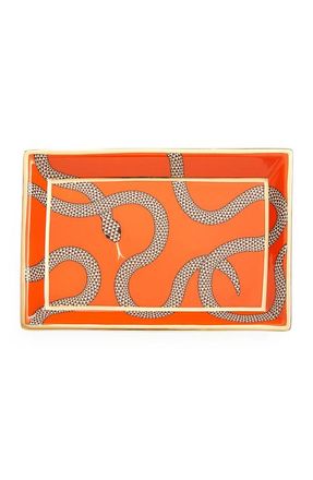 Jonathan Adler Eden Rectangular Decorative Tray in Poppy Orange /Gold at Nordstrom