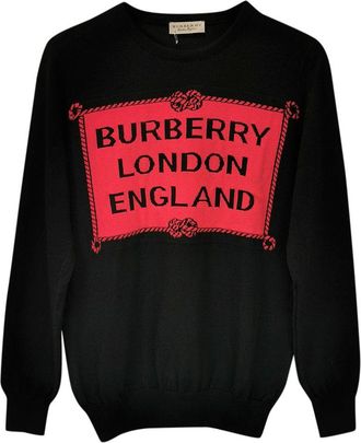 Burberry Black and Red Fine Knit Jumper Size S