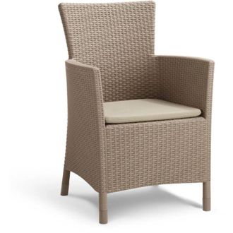 Keter Allibert - poltrona da giardino iowa dining chair con cuscino colore cappuccino, 89x60x62 cm - keter