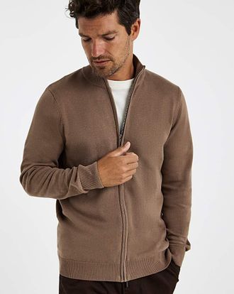 Jacamo Zip Through Funnel Neck Cardigan