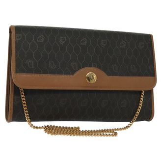 Dior Vintage Honeycomb Chain Canvas Black Canvas Bag (Pre-Owned)