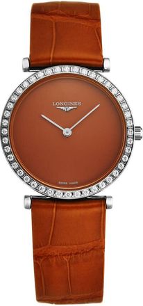 Longines Lagrande Quartz Diamond Orange Dial Ladies Watch L4.523.0.92.2