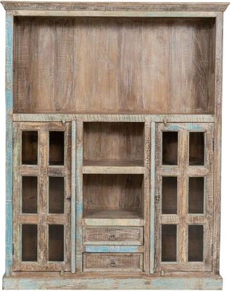 Biscottini International Librer&iacute;a De Madera Maciza Reciclada Con Acabado Envejecido