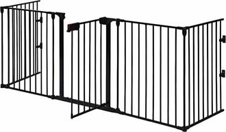 Costway Costway - Barrera De Seguridad Para Ni&ntilde;os Perro Rejilla De Protecci&oacute;n Plegable Para Chimenea Escalera Puerta (negro)