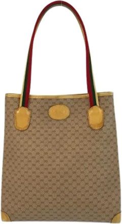 Gucci Pre-owned Tote Bags, female, Beige, Size: ONE SIZE Pre-owned Canvas Tote Bag