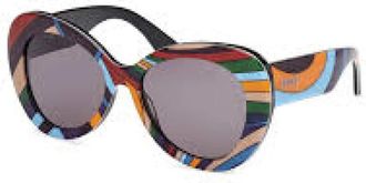 Pucci Dames Zonnebril Zwart/Textuur Rook Lens - Dames - Zonnebrillen - Veelkleurig - 56 MM - Accessoires