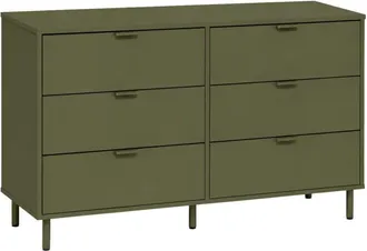 Sweeek C&oacute;moda de madera y metal con 6 cajones, verde kaki