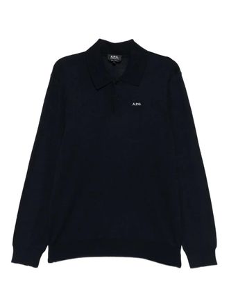 A.P.C. long sleeves polo shirt - men - Fabric - L - Blue