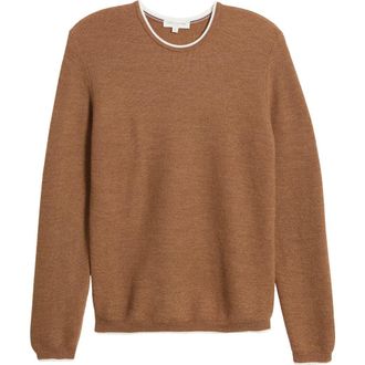 Jack Victor Belvedere Tipped Merino Wool Sweater in Camel at Nordstrom Rack, Size Xx-Large