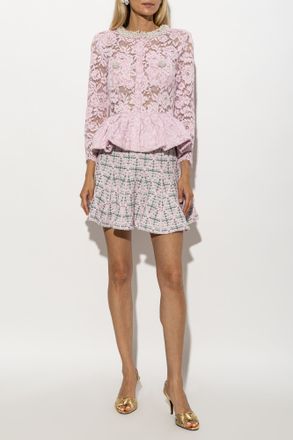 Self Portrait Lace Peplum Top, Womens, Pink