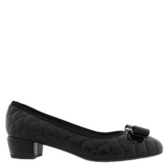 Ferragamo Lucida Quilted Leather Vara Bow Pumps, Size 7 C