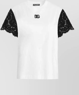 Dolce & Gabbana logo lace-sleeve t-shirt