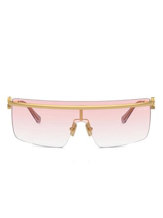 Miu Miu Eyewear gold-frame shield sunglasses - women - Metal/Acetate - 42 - Pink