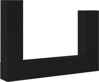 vidaXL TV Cabinet Set Wall-mounted 6 pcs Black Oak Engineered Wood vidaXL
