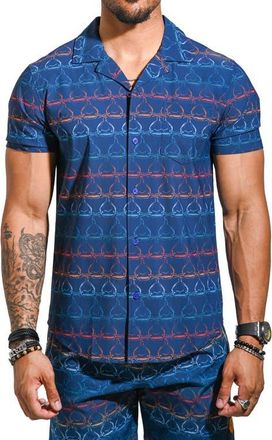 Maceoo Beachsharkwave Blue Cotton Camp Shirt at Nordstrom, Size Xx-Large