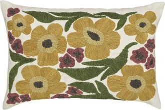 TOV Furniture Tov Furniture Blossom Embroidered Daisy Wool 24X16in Accent Cushion