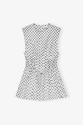 Ganni Polka-Dot Satin Corset Mini Dress - Size 10/12 White