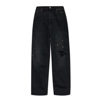 VETEMENTS Straight Jeans, male, Black, Size: W30 Vintage-effect Jeans